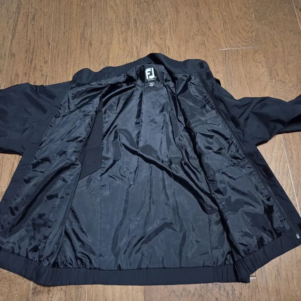 FootJoy DryJoys Windbreaker Jacket Mens M Black Golf Performance Full Zip
